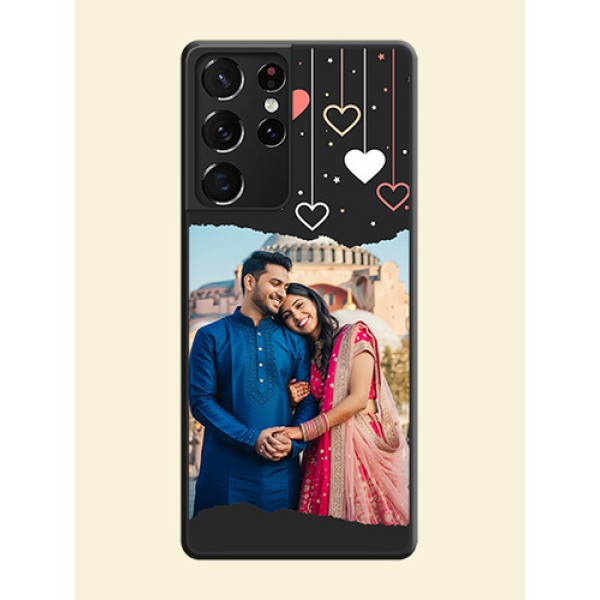 Love Hangings with Splash Wave Picture on Space Black Custom Soft Matte Phone Back Cover - Galaxy S21 Ultra Love Hangings with Splash Wave Picture on Space Black Custom Soft Matte Phone Back Cover - Galaxy S21 Ultra