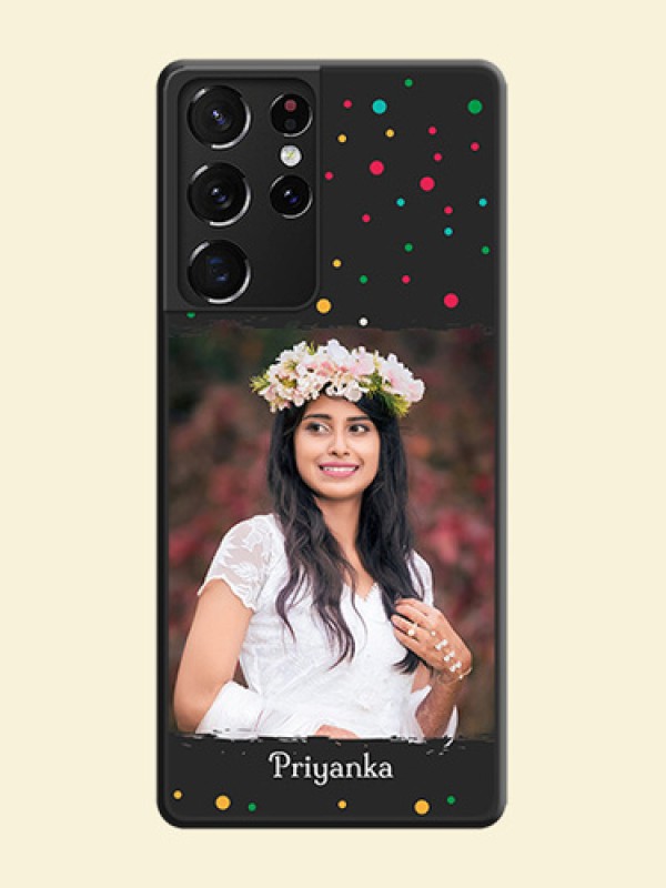 Multicolor Dotted Pattern with Text on Space Black Custom Soft Matte Phone Back Cover - Galaxy S21 Ultra