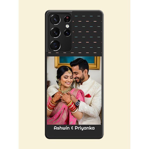 Line Pattern Design with Text on Space Black Custom Soft Matte Phone Back Cover - Galaxy S21 Ultra Line Pattern Design with Text on Space Black Custom Soft Matte Phone Back Cover - Galaxy S21 Ultra