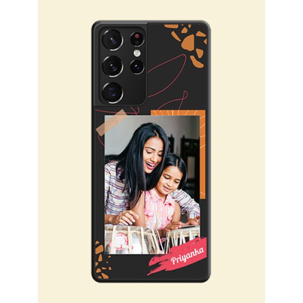 Orange Photo Frame on Space Black Custom Soft Matte Phone Back Cover - Galaxy S21 Ultra Orange Photo Frame on Space Black Custom Soft Matte Phone Back Cover - Galaxy S21 Ultra