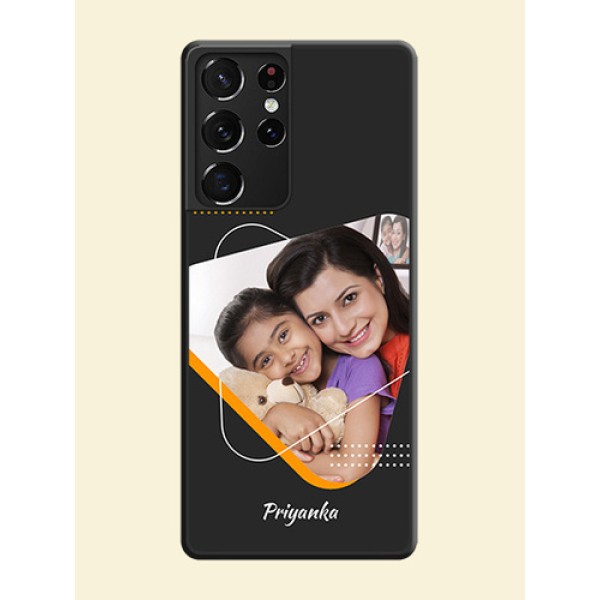 Yellow Triangle on Photo on Space Black Soft Matte Phone Cover - Galaxy S21 Ultra Yellow Triangle on Photo on Space Black Soft Matte Phone Cover - Galaxy S21 Ultra