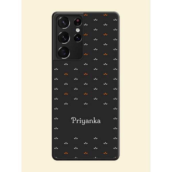 Simple Pattern With Custom Text On Space Black Personalized Soft Matte Phone Covers -Samsung Galaxy S21 Ultra Simple Pattern With Custom Text On Space Black Personalized Soft Matte Phone Covers -Samsung Galaxy S21 Ultra