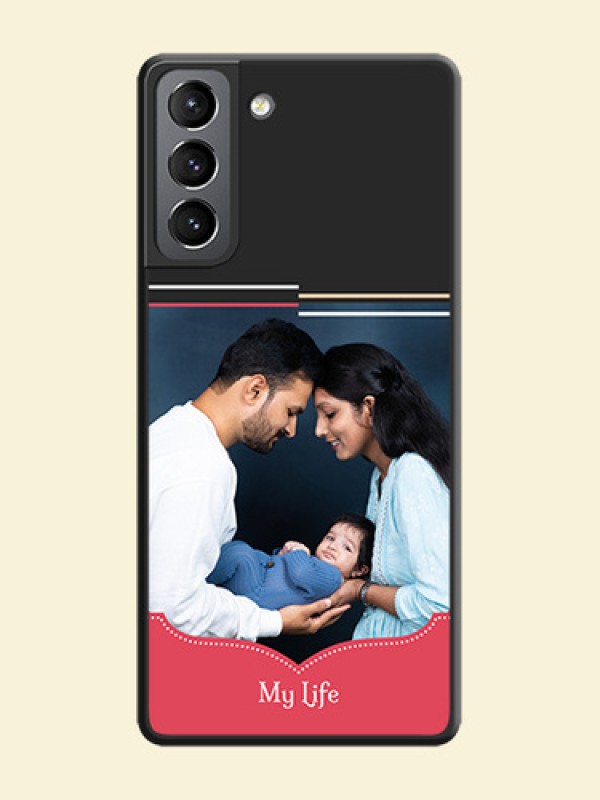 Classic Plain Design with Name on Photo on Space Black Soft Matte Phone Cover - Galaxy S21