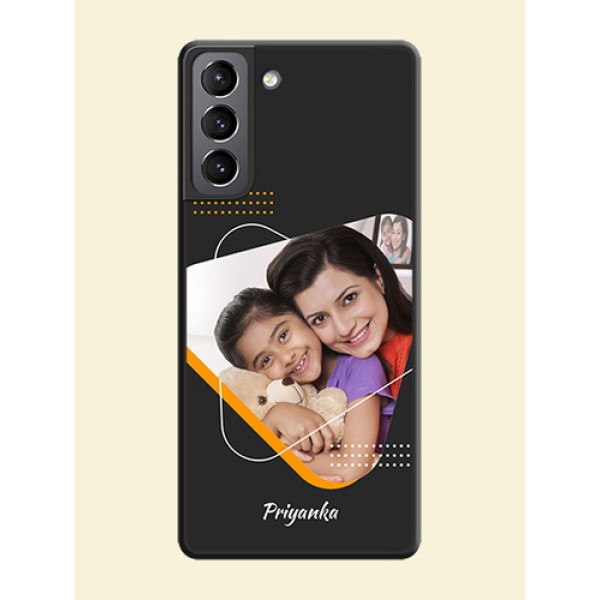 Yellow Triangle on Photo on Space Black Soft Matte Phone Cover - Galaxy S21 Yellow Triangle on Photo on Space Black Soft Matte Phone Cover - Galaxy S21