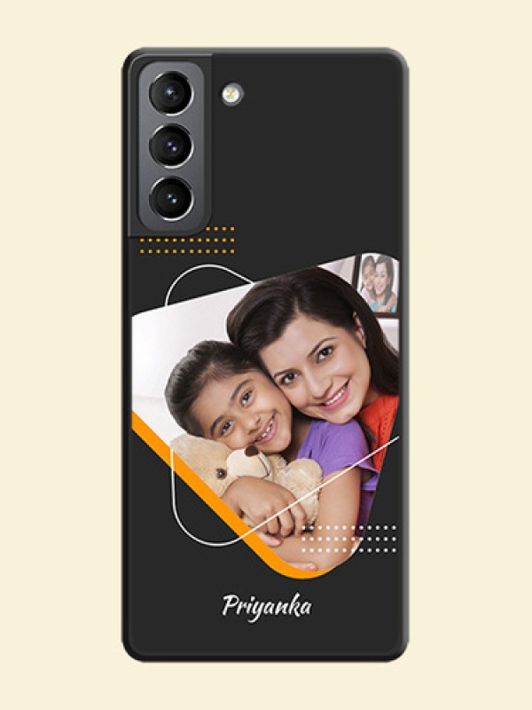 Yellow Triangle on Photo on Space Black Soft Matte Phone Cover - Galaxy S21
