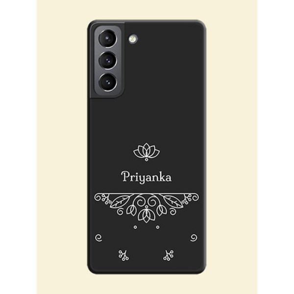 Lotus Garden Custom Text On Space Black Personalized Soft Matte Phone Covers -Samsung Galaxy S21 Lotus Garden Custom Text On Space Black Personalized Soft Matte Phone Covers -Samsung Galaxy S21