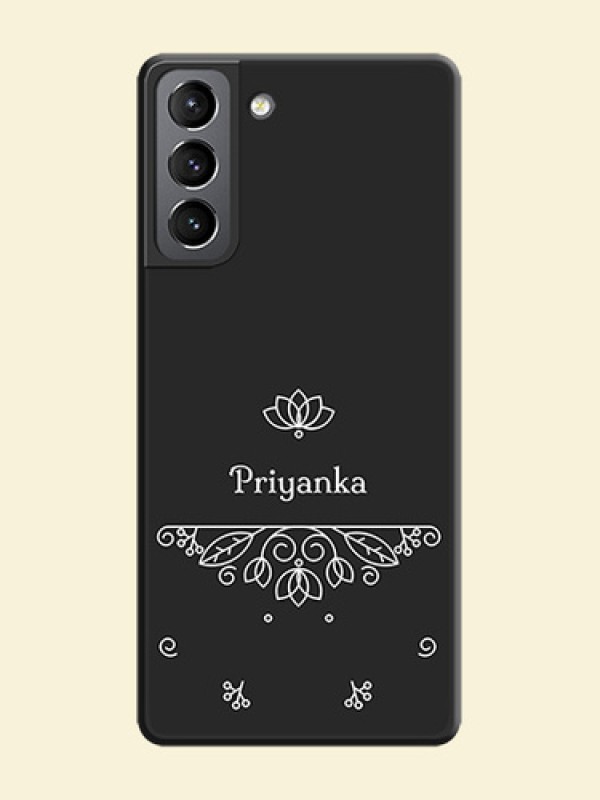 Lotus Garden Custom Text On Space Black Personalized Soft Matte Phone Covers -Samsung Galaxy S21
