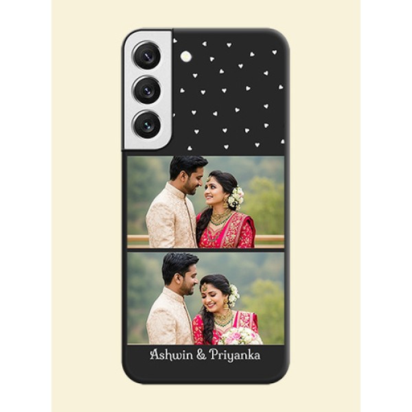 Miniature Love Symbols with Name on Space Black Custom Soft Matte Back Cover - Galaxy S22 5G Miniature Love Symbols with Name on Space Black Custom Soft Matte Back Cover - Galaxy S22 5G