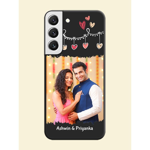 Pink Love Hangings with Name on Space Black Custom Soft Matte Phone Cases - Galaxy S22 5G Pink Love Hangings with Name on Space Black Custom Soft Matte Phone Cases - Galaxy S22 5G
