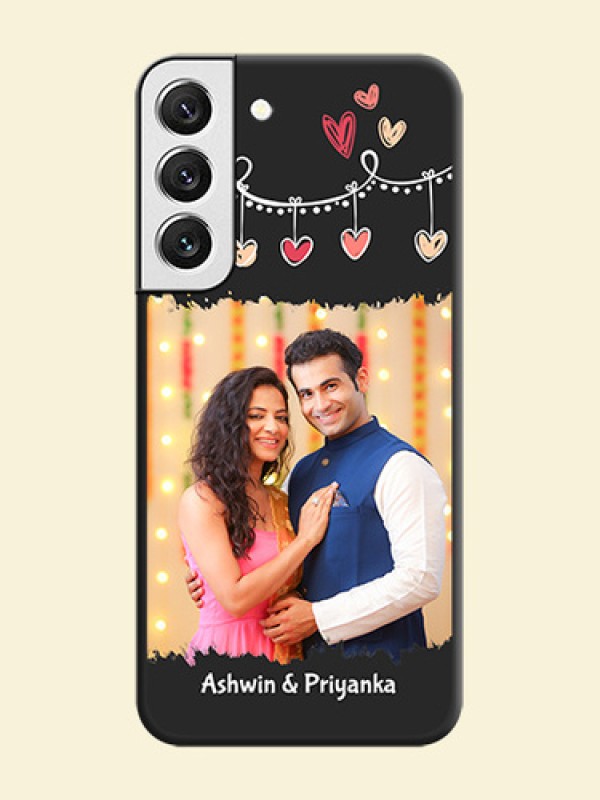 Pink Love Hangings with Name on Space Black Custom Soft Matte Phone Cases - Galaxy S22 5G