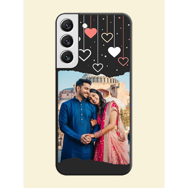 Love Hangings with Splash Wave Picture on Space Black Custom Soft Matte Phone Back Cover - Galaxy S22 5G Love Hangings with Splash Wave Picture on Space Black Custom Soft Matte Phone Back Cover - Galaxy S22 5G