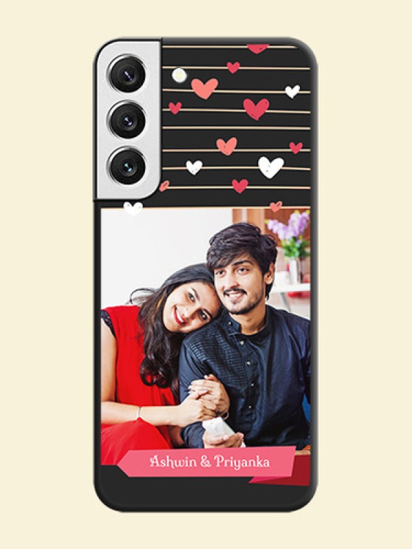 Love Pattern with Name on Pink Ribbon on Photo on Space Black Soft Matte Back Cover - Galaxy S22 5G