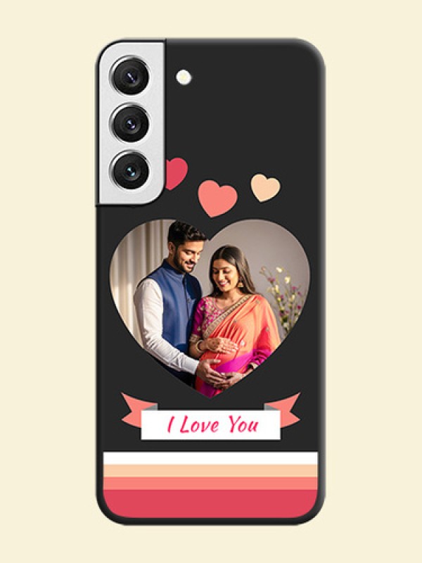 Love Shaped Photo with Colorful Stripes on Personalised Space Black Soft Matte Cases - Galaxy S22 5G
