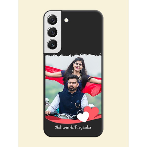 Pin Color Love Shaped Ribbon Design with Text on Space Black Custom Soft Matte Phone Back Cover - Galaxy S22 5G Pin Color Love Shaped Ribbon Design with Text on Space Black Custom Soft Matte Phone Back Cover - Galaxy S22 5G