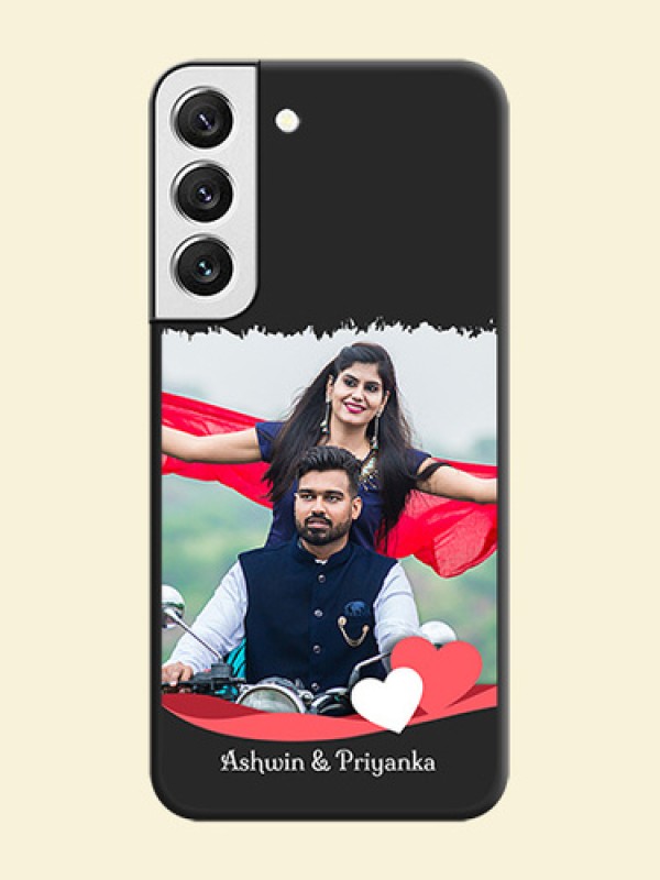 Pin Color Love Shaped Ribbon Design with Text on Space Black Custom Soft Matte Phone Back Cover - Galaxy S22 5G
