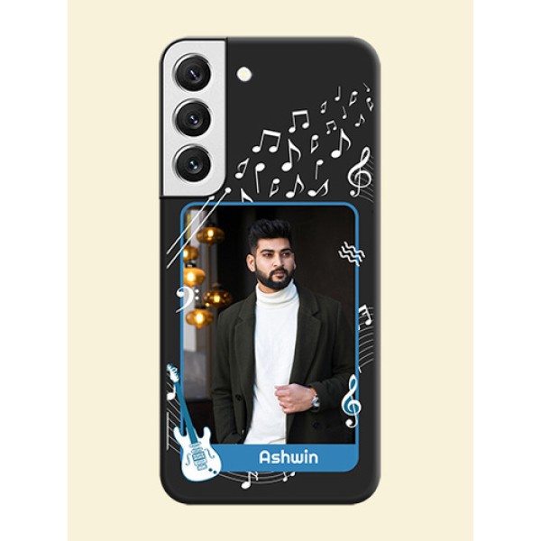 Musical Theme Design with Text on Photo on Space Black Soft Matte Mobile Case - Galaxy S22 5G Musical Theme Design with Text on Photo on Space Black Soft Matte Mobile Case - Galaxy S22 5G