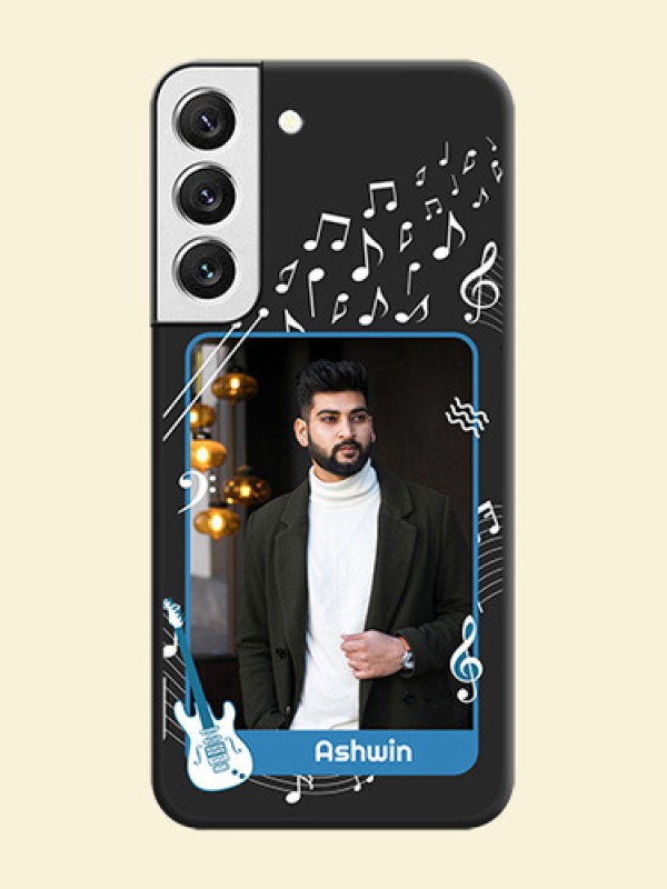 Musical Theme Design with Text on Photo on Space Black Soft Matte Mobile Case - Galaxy S22 5G