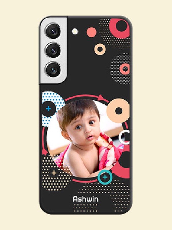 Multicoloured Round Image on Personalised Space Black Soft Matte Cases - Galaxy S22 5G