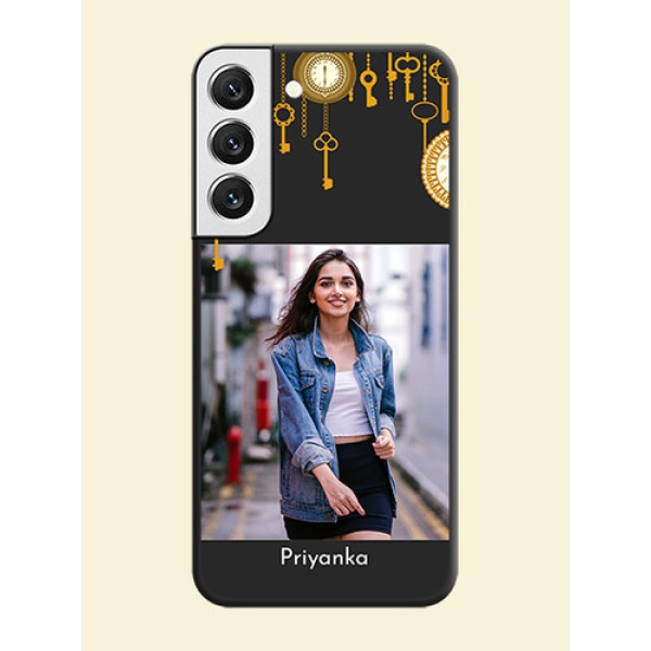 Decorative Design with Text on Space Black Custom Soft Matte Back Cover - Galaxy S22 5G Decorative Design with Text on Space Black Custom Soft Matte Back Cover - Galaxy S22 5G