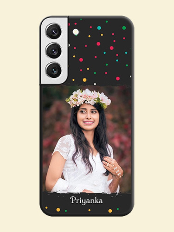 Multicolor Dotted Pattern with Text on Space Black Custom Soft Matte Phone Back Cover - Galaxy S22 5G