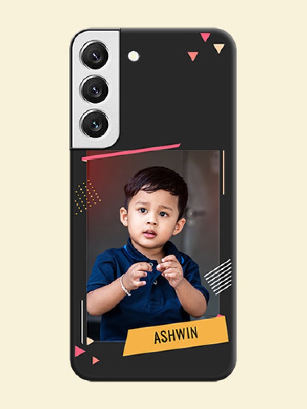 Photo Frame with Triangle Small Dots on Photo on Space Black Soft Matte Back Cover - Galaxy S22 5G