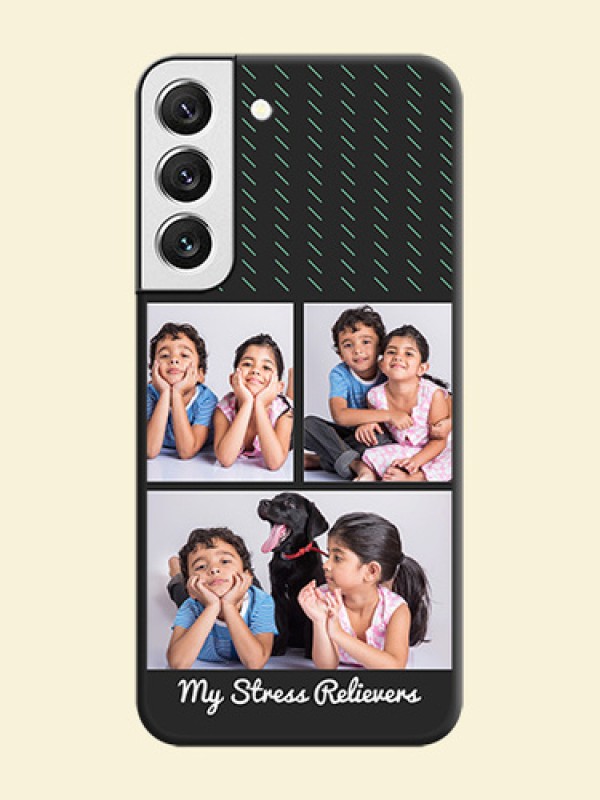 Cross Dotted Pattern with 2 Image Holder on Personalised Space Black Soft Matte Cases - Galaxy S22 5G