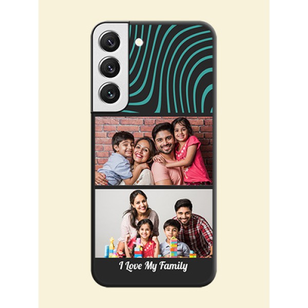 Wave Pattern with 2 Image Holder on Space Black Personalized Soft Matte Phone Covers - Galaxy S22 5G Wave Pattern with 2 Image Holder on Space Black Personalized Soft Matte Phone Covers - Galaxy S22 5G
