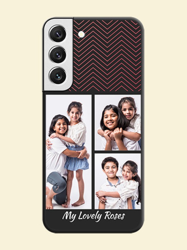 Wave Pattern with 3 Image Holder on Space Black Custom Soft Matte Back Cover - Galaxy S22 5G