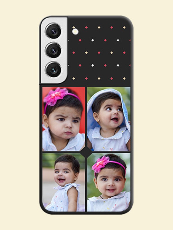 Multicolor Dotted Pattern with 4 Image Holder on Space Black Custom Soft Matte Phone Cases - Galaxy S22 5G