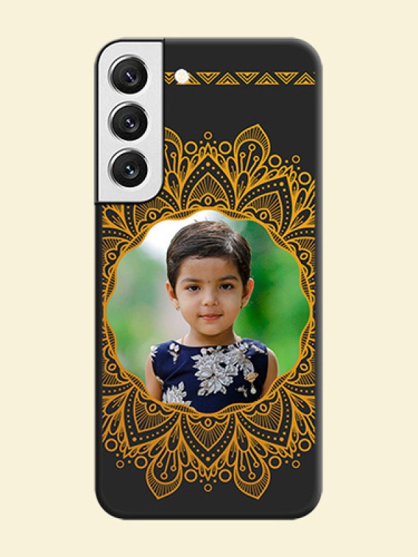 Round Image with Floral Design on Photo on Space Black Soft Matte Mobile Cover - Galaxy S22 5G