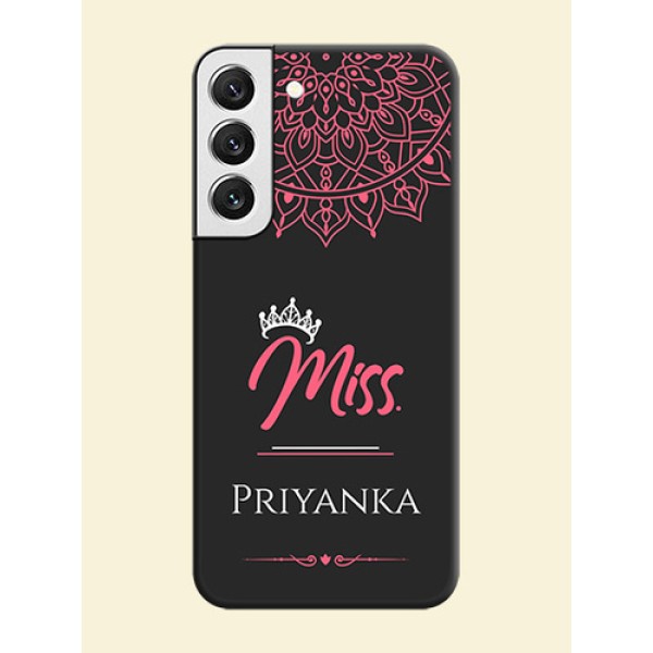 Mrs Name with Floral Design on Space Black Personalized Soft Matte Phone Covers - Galaxy S22 5G Mrs Name with Floral Design on Space Black Personalized Soft Matte Phone Covers - Galaxy S22 5G