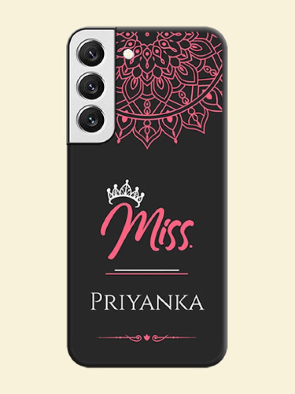 Mrs Name with Floral Design on Space Black Personalized Soft Matte Phone Covers - Galaxy S22 5G