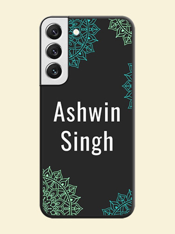 Your Name with Floral Design on Space Black Custom Soft Matte Back Cover - Galaxy S22 5G