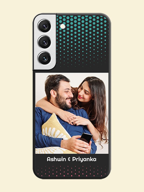 Faded Dots with Grunge Photo Frame and Text on Space Black Custom Soft Matte Phone Cases - Galaxy S22 5G