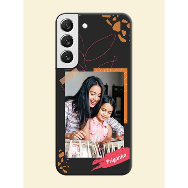 Orange Photo Frame on Space Black Custom Soft Matte Phone Back Cover - Galaxy S22 5G Orange Photo Frame on Space Black Custom Soft Matte Phone Back Cover - Galaxy S22 5G