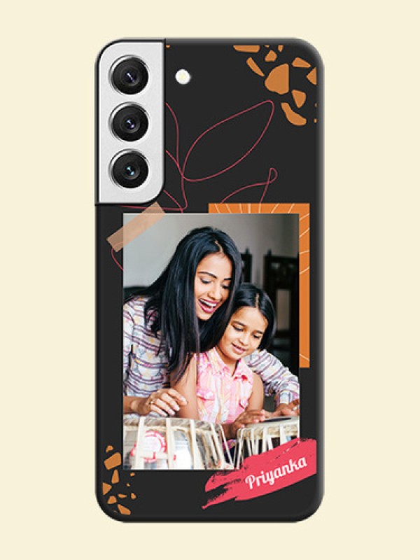 Orange Photo Frame on Space Black Custom Soft Matte Phone Back Cover - Galaxy S22 5G