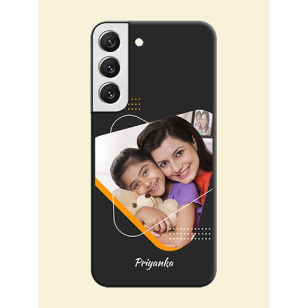 Yellow Triangle on Photo on Space Black Soft Matte Phone Cover - Galaxy S22 5G Yellow Triangle on Photo on Space Black Soft Matte Phone Cover - Galaxy S22 5G