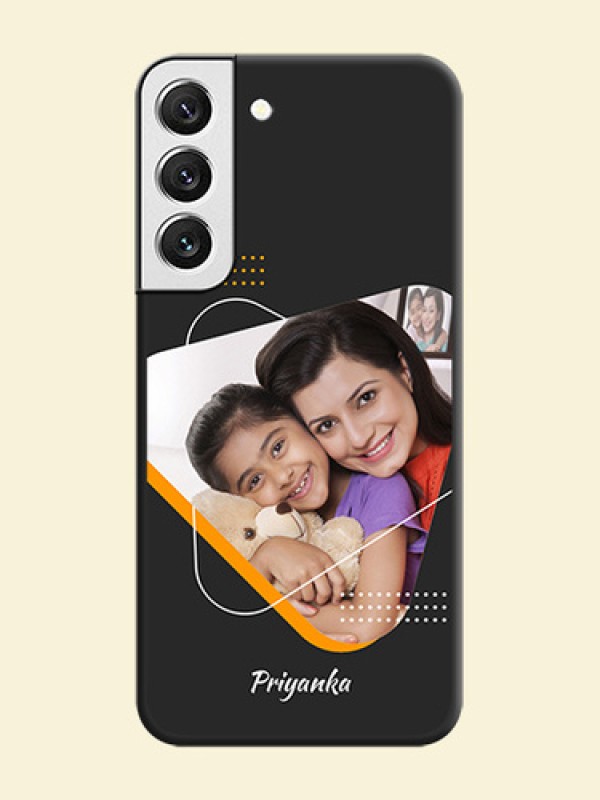 Yellow Triangle on Photo on Space Black Soft Matte Phone Cover - Galaxy S22 5G