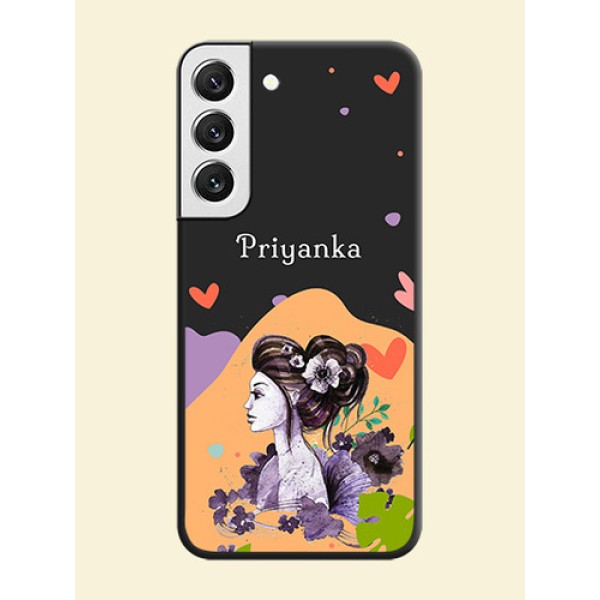 Namecase For Her With Fancy Lady Image On Space Black Personalized Soft Matte Phone Covers -Samsung Galaxy S22 5G