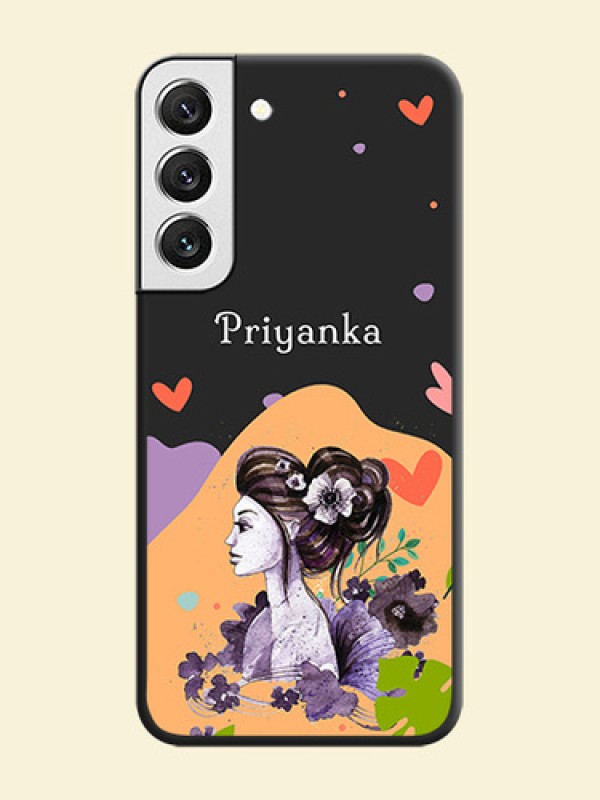 Namecase For Her With Fancy Lady Image On Space Black Personalized Soft Matte Phone Covers -Samsung Galaxy S22 5G