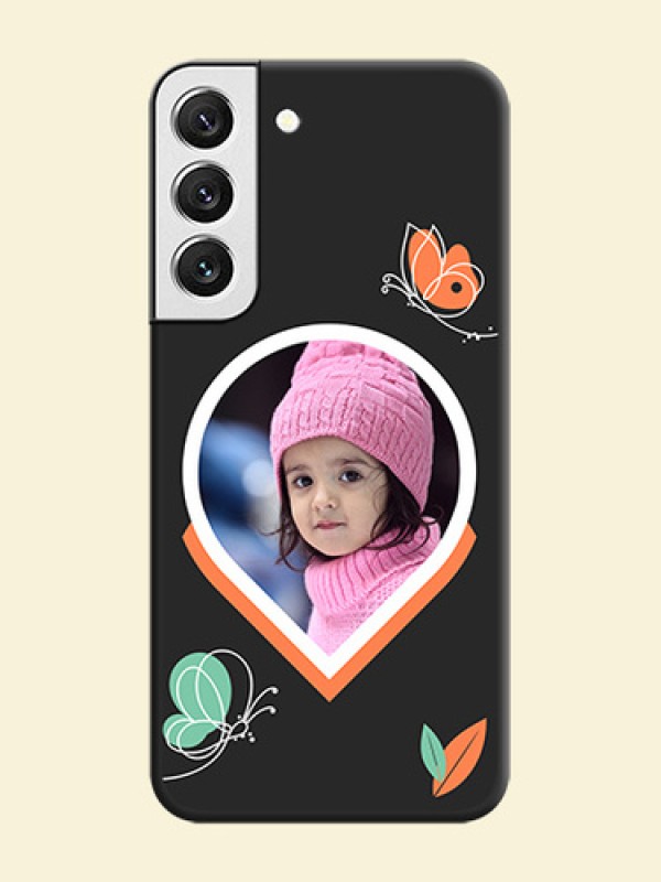 Upload Pic With Simple Butterly Design On Space Black Personalized Soft Matte Phone Covers -Samsung Galaxy S22 5G