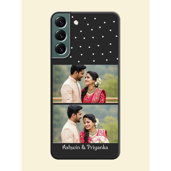 Miniature Love Symbols with Name on Space Black Custom Soft Matte Back Cover - Galaxy S22 Plus 5G Miniature Love Symbols with Name on Space Black Custom Soft Matte Back Cover - Galaxy S22 Plus 5G