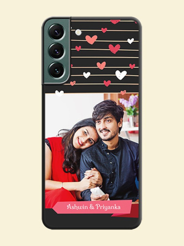 Love Pattern with Name on Pink Ribbon on Photo on Space Black Soft Matte Back Cover - Galaxy S22 Plus 5G