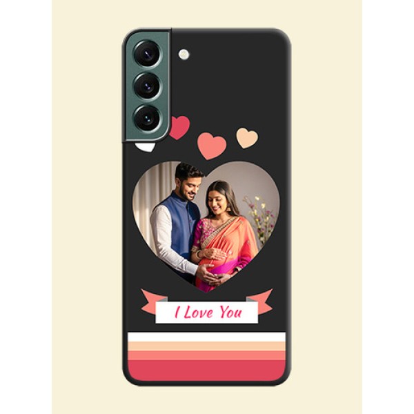 Love Shaped Photo with Colorful Stripes on Personalised Space Black Soft Matte Cases - Galaxy S22 Plus 5G