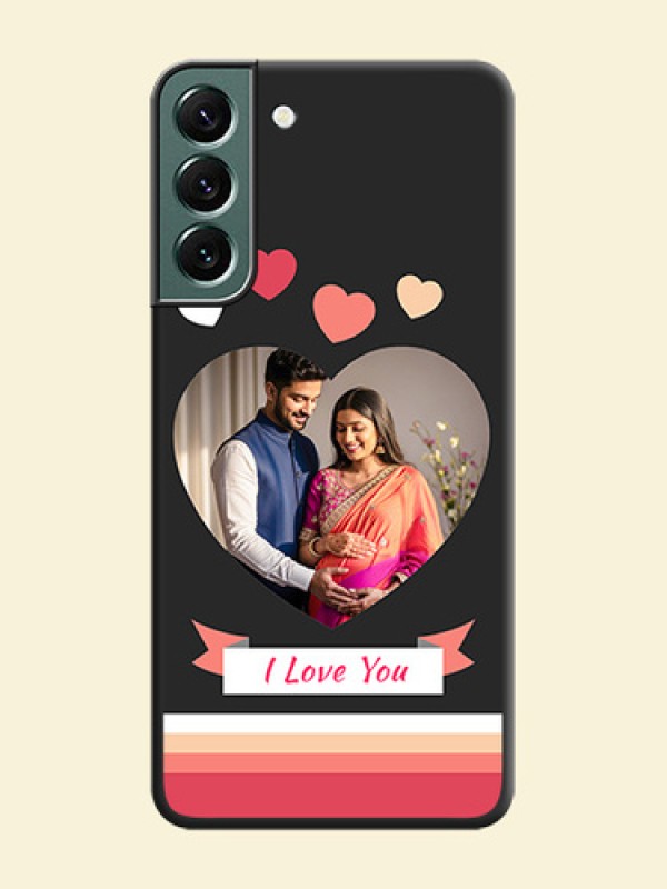 Love Shaped Photo with Colorful Stripes on Personalised Space Black Soft Matte Cases - Galaxy S22 Plus 5G