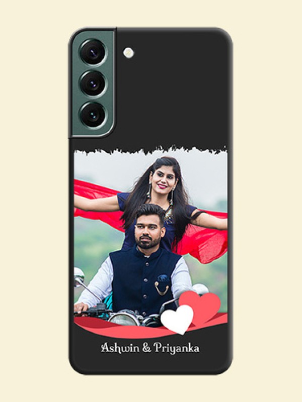 Pin Color Love Shaped Ribbon Design with Text on Space Black Custom Soft Matte Phone Back Cover - Galaxy S22 Plus 5G