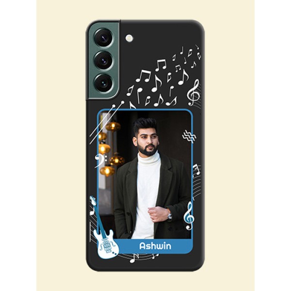 Musical Theme Design with Text on Photo on Space Black Soft Matte Mobile Case - Galaxy S22 Plus 5G Musical Theme Design with Text on Photo on Space Black Soft Matte Mobile Case - Galaxy S22 Plus 5G