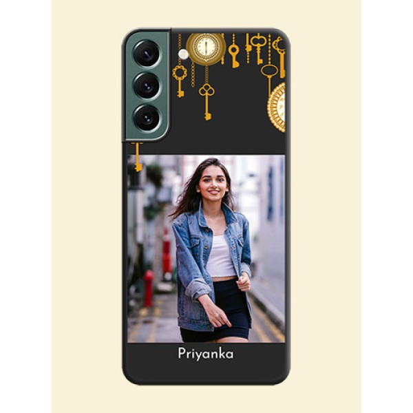 Decorative Design with Text on Space Black Custom Soft Matte Back Cover - Galaxy S22 Plus 5G Decorative Design with Text on Space Black Custom Soft Matte Back Cover - Galaxy S22 Plus 5G