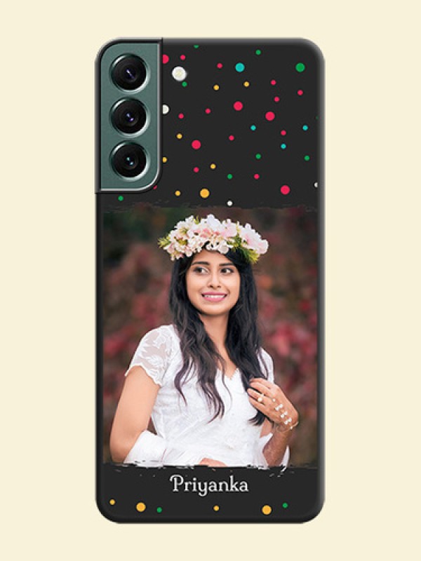 Multicolor Dotted Pattern with Text on Space Black Custom Soft Matte Phone Back Cover - Galaxy S22 Plus 5G