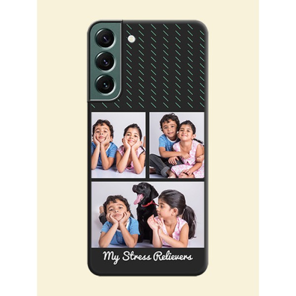 Cross Dotted Pattern with 2 Image Holder on Personalised Space Black Soft Matte Cases - Galaxy S22 Plus 5G Cross Dotted Pattern with 2 Image Holder on Personalised Space Black Soft Matte Cases - Galaxy S22 Plus 5G
